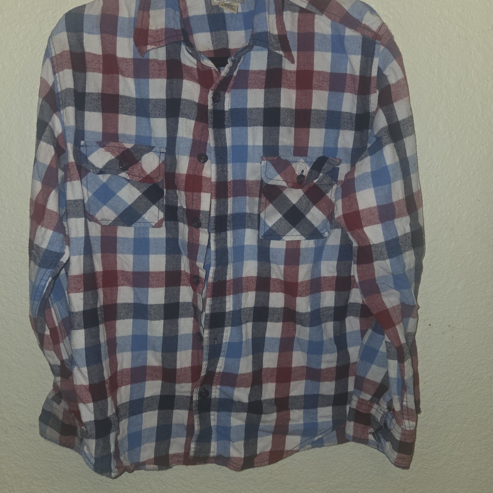 Arizona Jean Company Red, Blue, and White Plaid Shirt